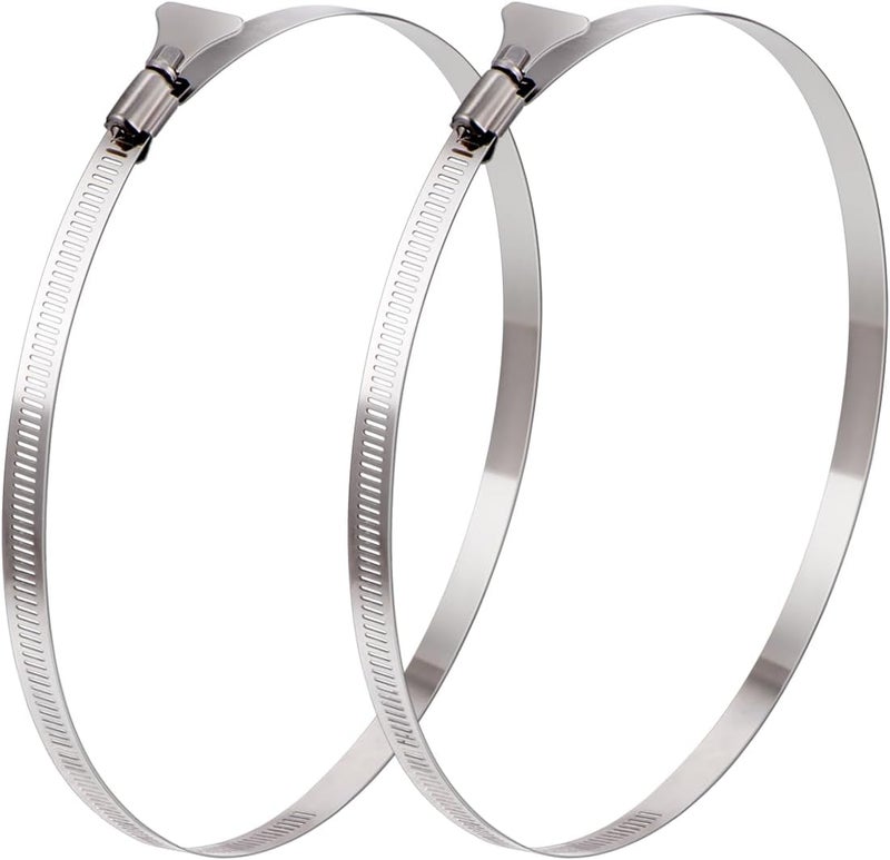 Suprom 2 Pack 8 inch Hose Clamp, Adjustable 7 1/2"-8 1/2" Diameter 304 Stainless Steel Easy turn thumb Screw Worm Gear Hose Clamps For Securing Hose, Dryer, Automotive and Mechanical Applications - Image 1